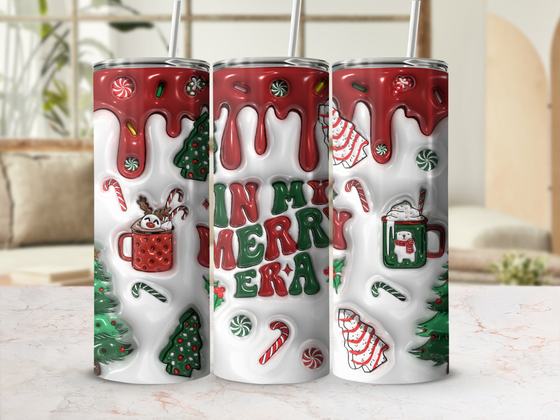 In My Merry Era Christmas Tumbler with Festive Design