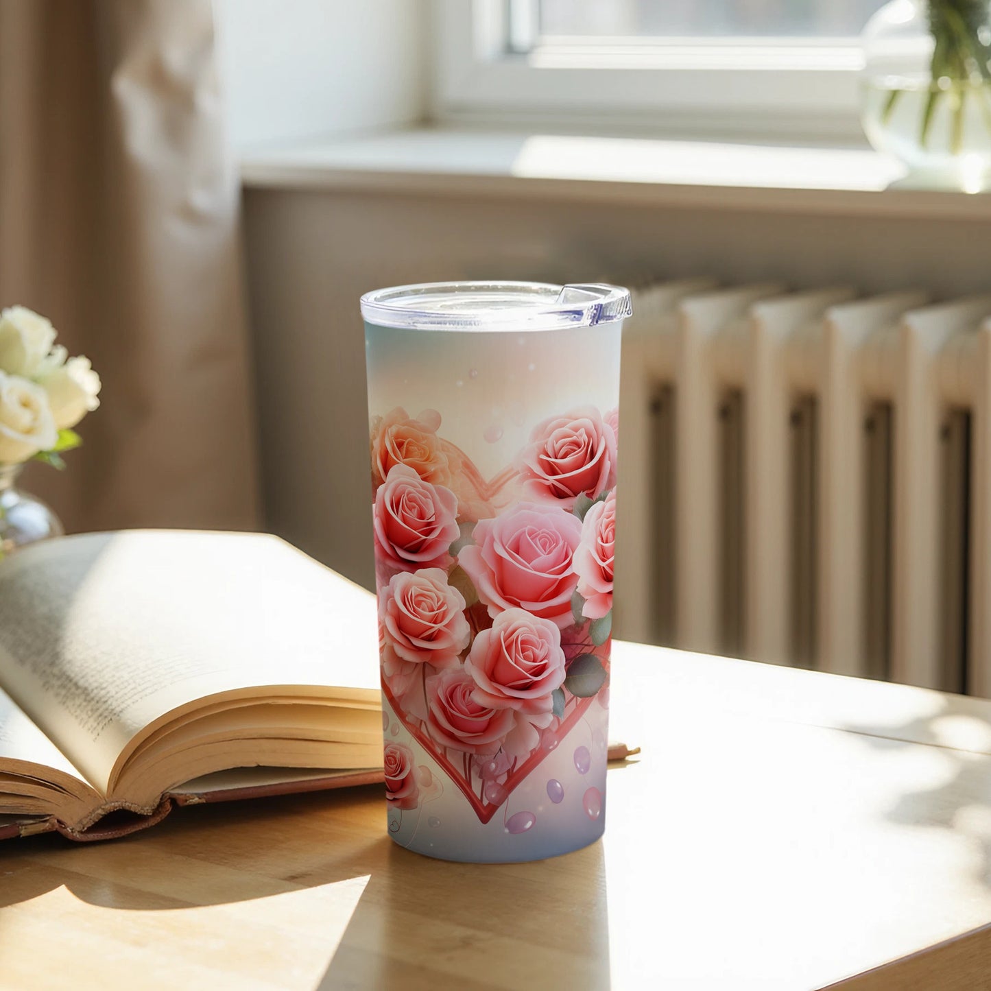 Elegant Roses in Heart Shape Tumbler