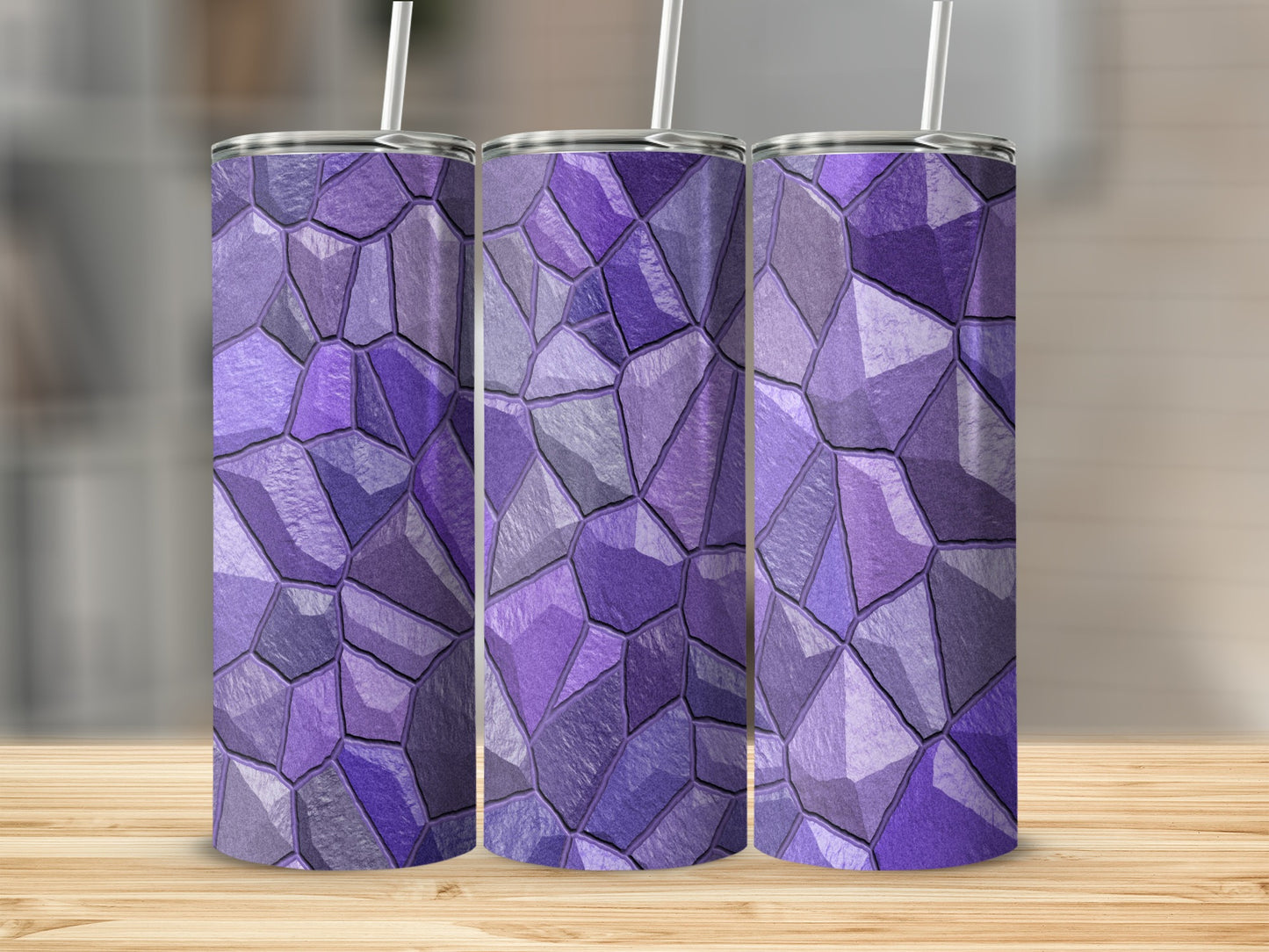 Purple Tones Stone Pattern Surface Arrangement Mosaic Tumblers