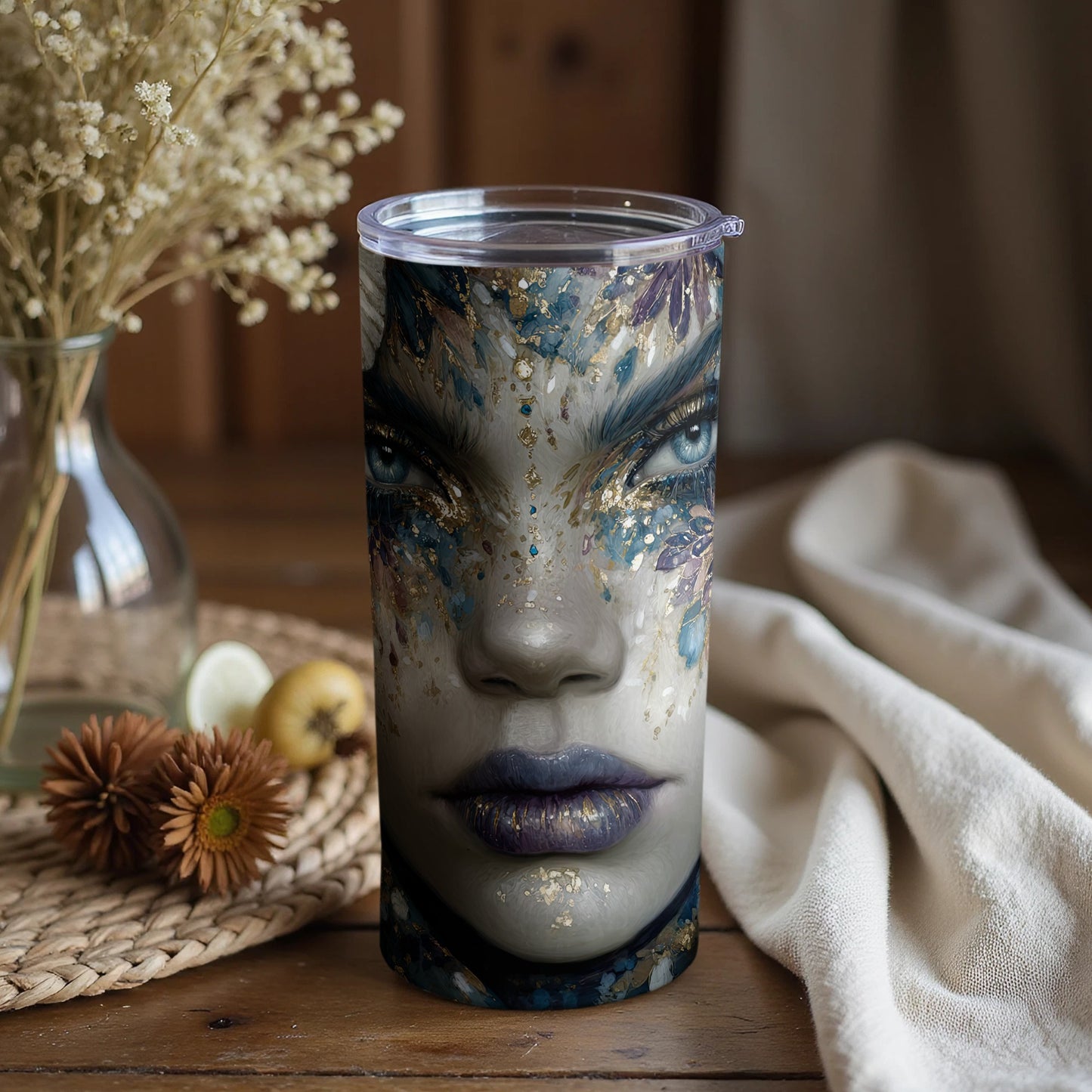 Captivating Mystic Face Tumbler with Unique Artwork