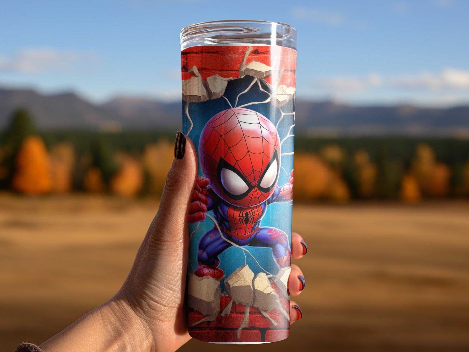 Spider Hero Action Scene Insulated Travel Mug