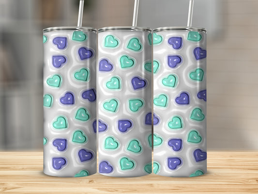 Colorful Heart Pattern Stainless Steel Tumbler