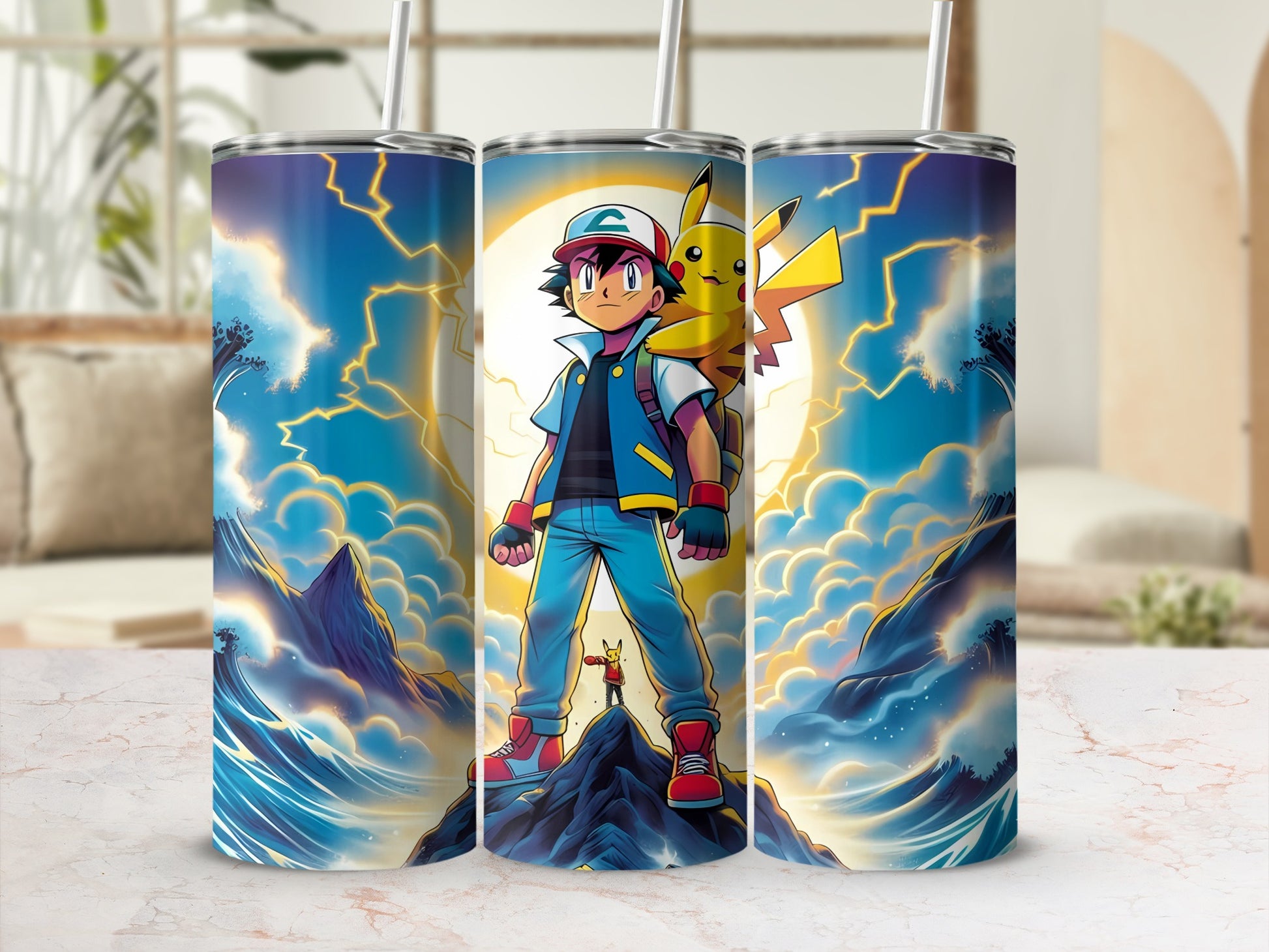 Animated Hero with Lightning Theme Tumbler Cup