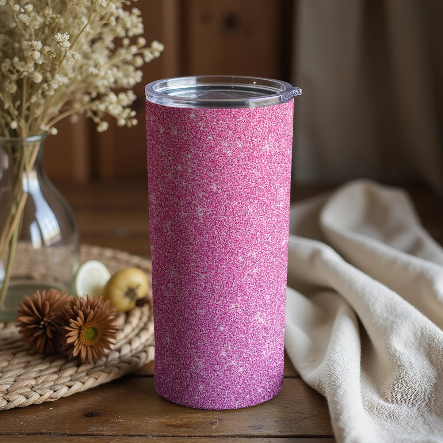 Sparkly Pink Tumbler with Glitter Design Product