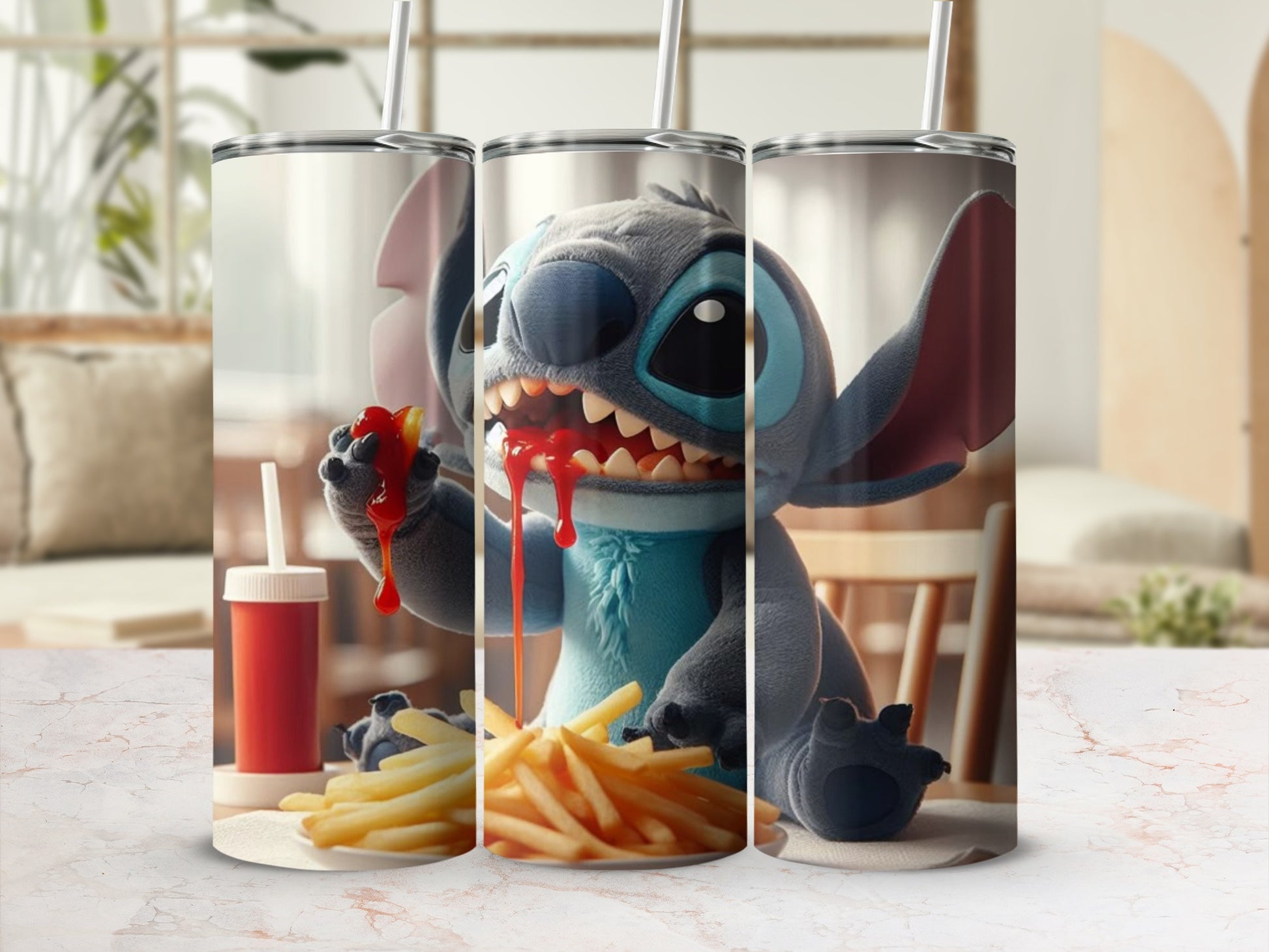Cute Cartoon Character Enjoying a Meal Tumbler Cup