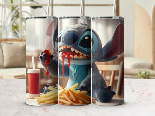 Cute Cartoon Character Enjoying a Meal Tumbler Cup