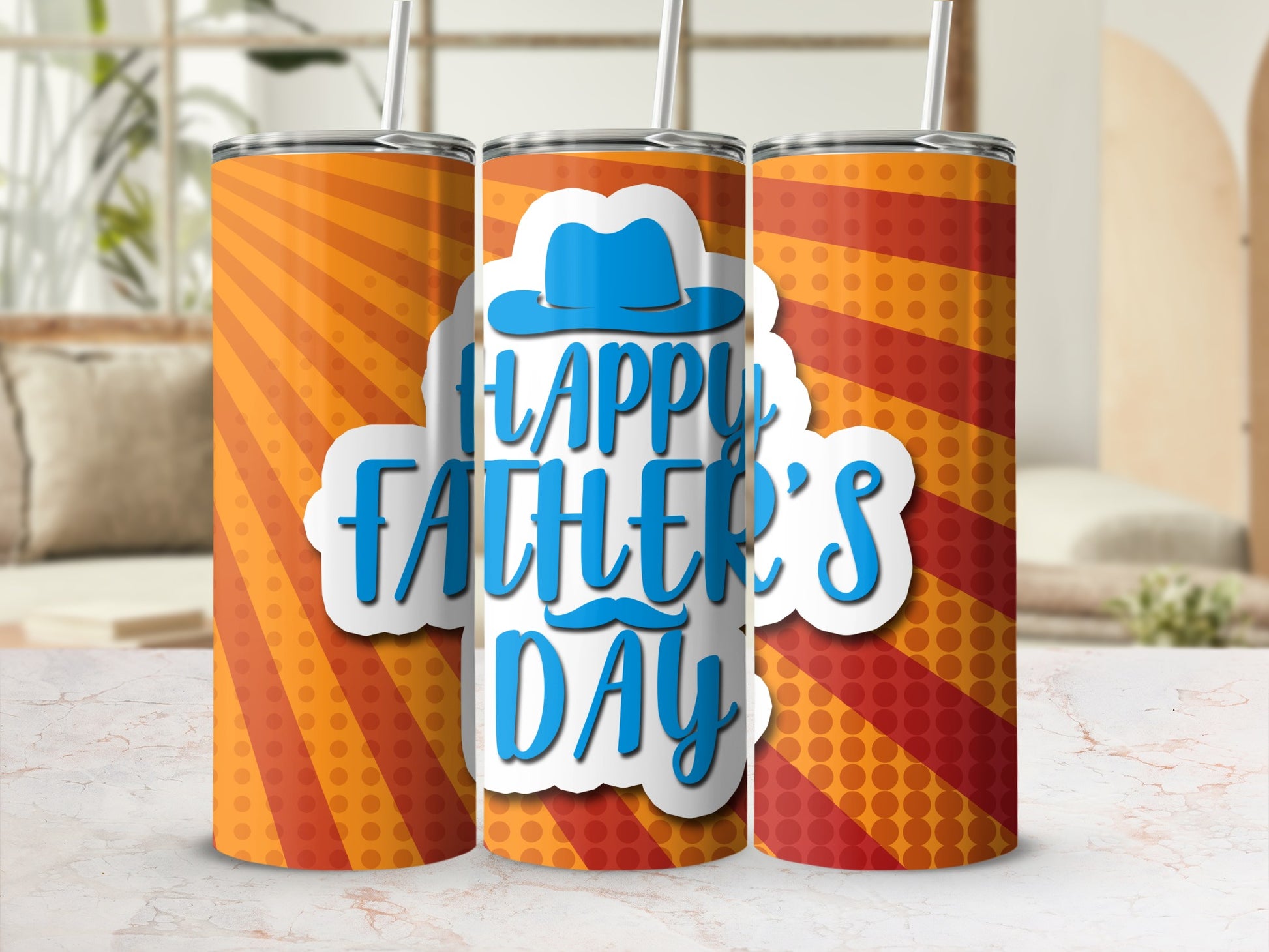 Happy Father's Day Orange and Red Tumbler Product