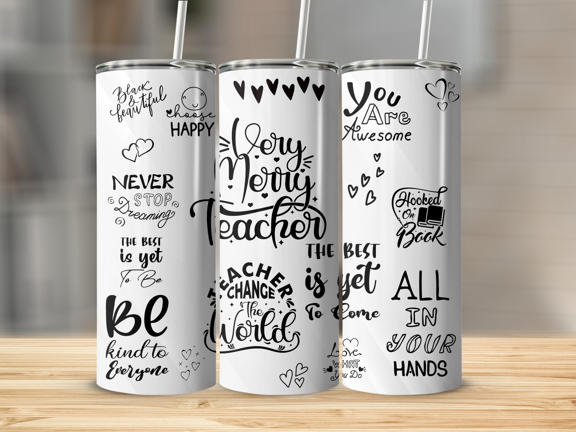 Motivational Quotes and Hearts Design Tumbler