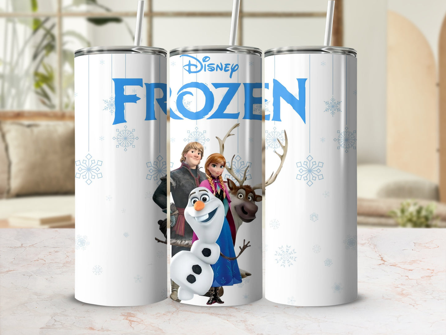 Disney Frozen Characters on White Tumbler Cup