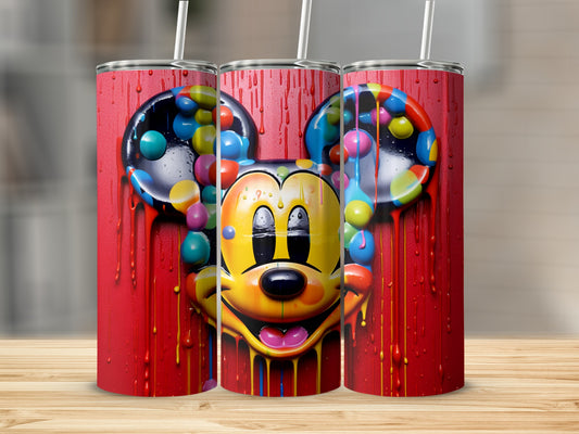 Colorful Dripping Mickey Mouse Inspired Tumbler Design