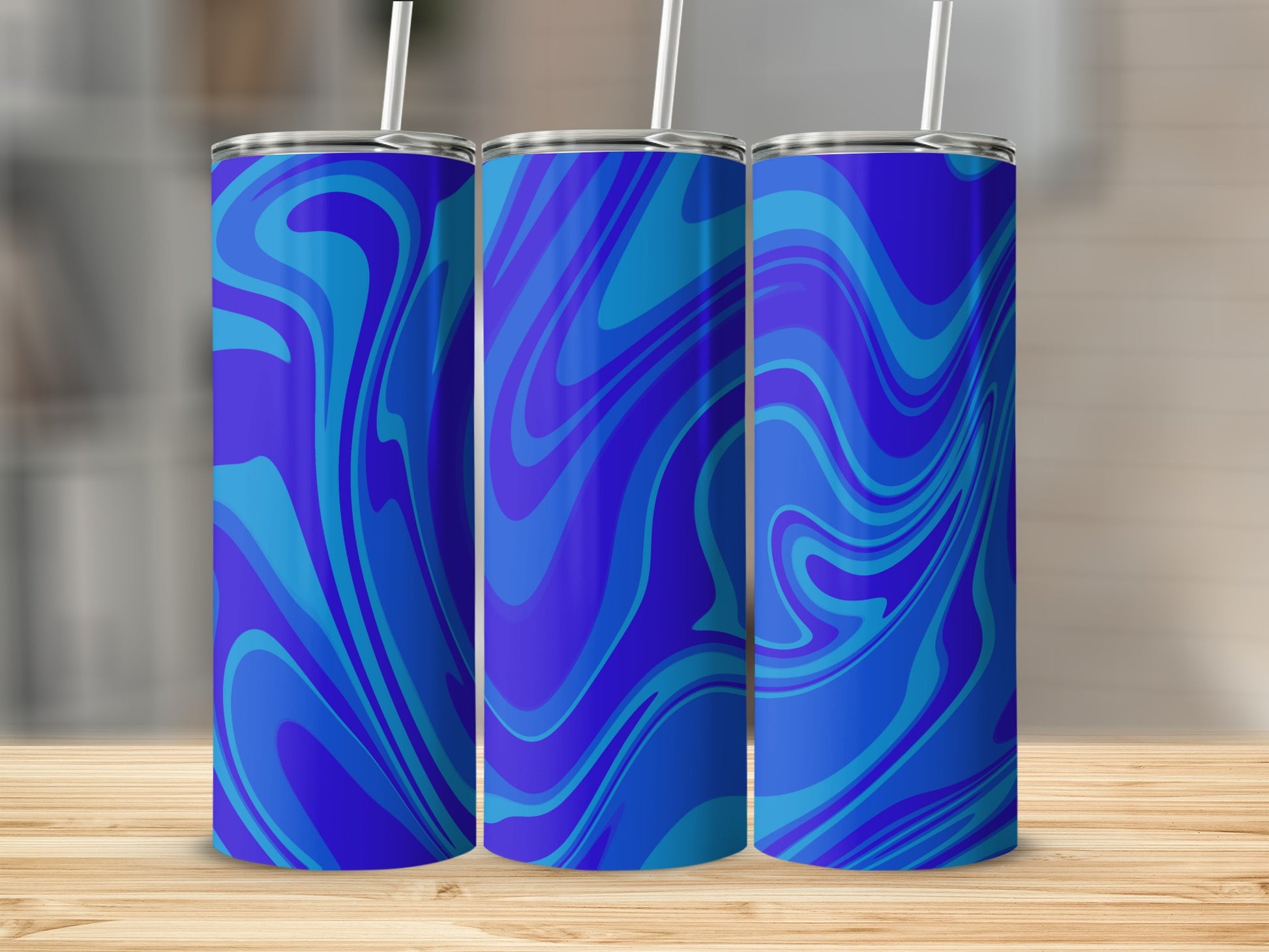 Blue Swirl Pattern Insulated Tumbler Cups Product