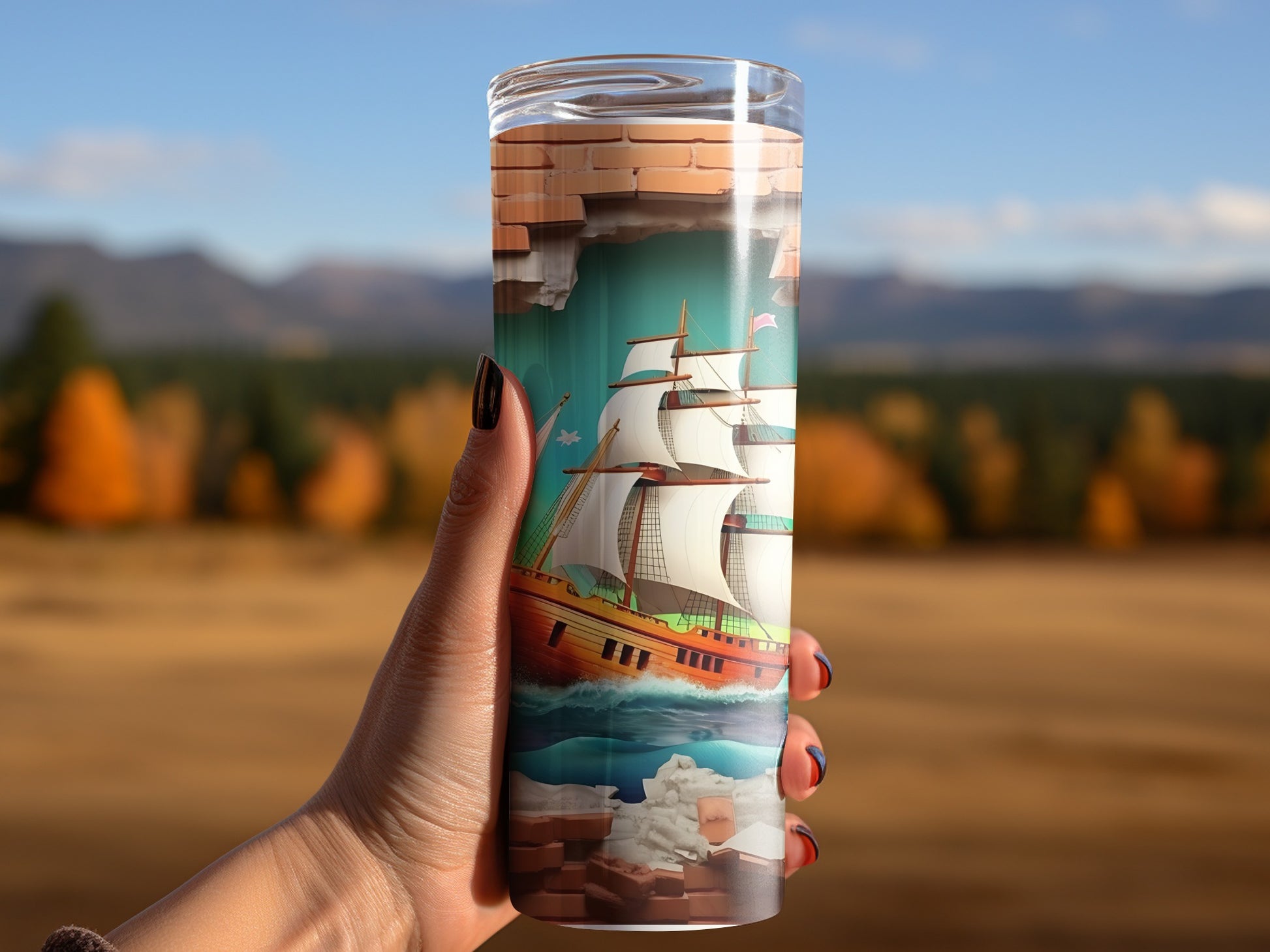 Scenic Tall Ship Travel Tumbler Vacuum Insulated Flask