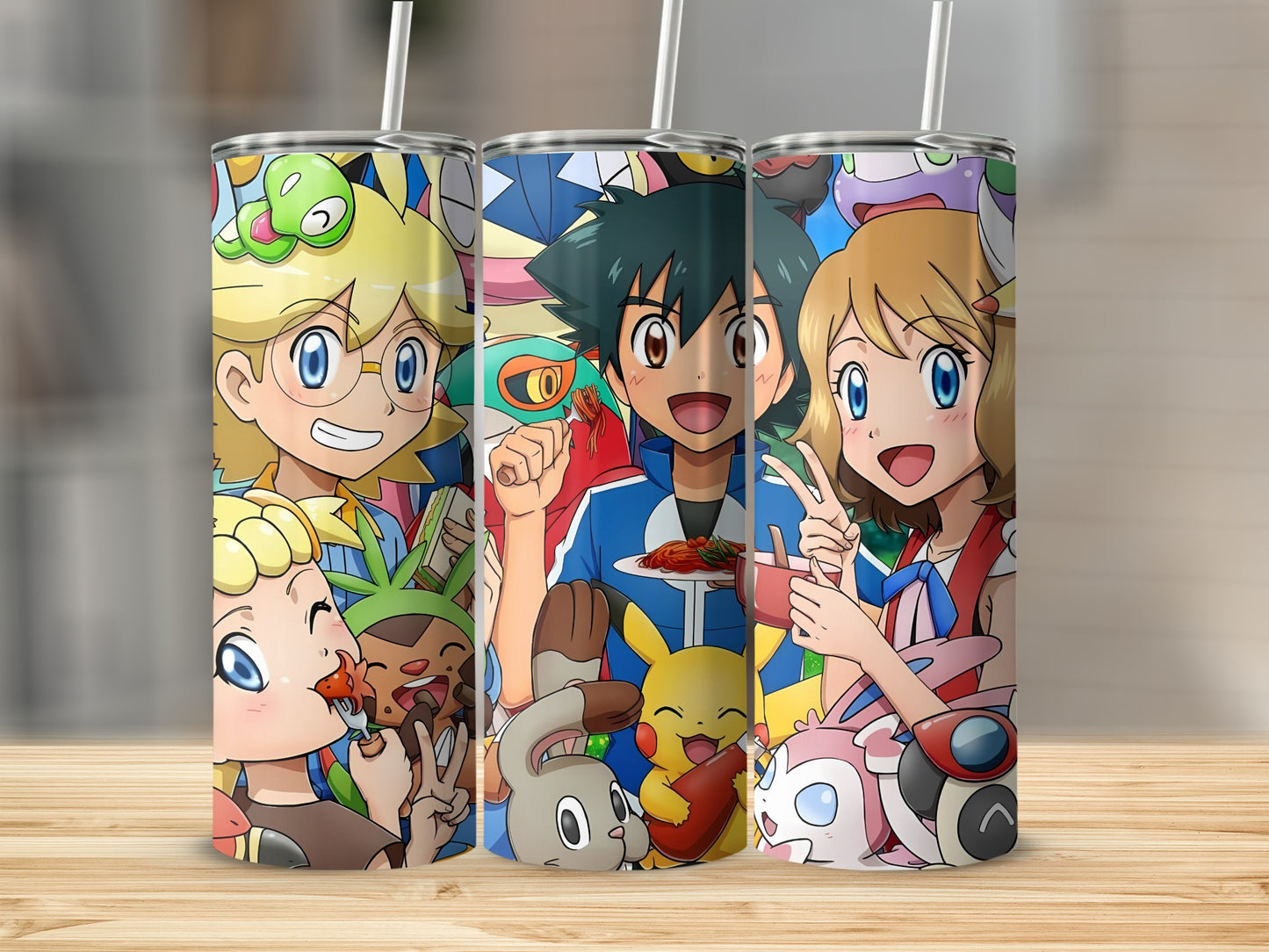 Colorful Cartoon Character Design on Tall Drink Tumblers