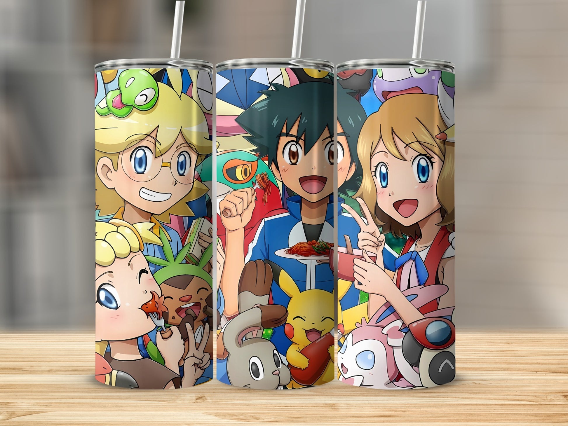 Colorful Cartoon Character Design on Tall Drink Tumblers