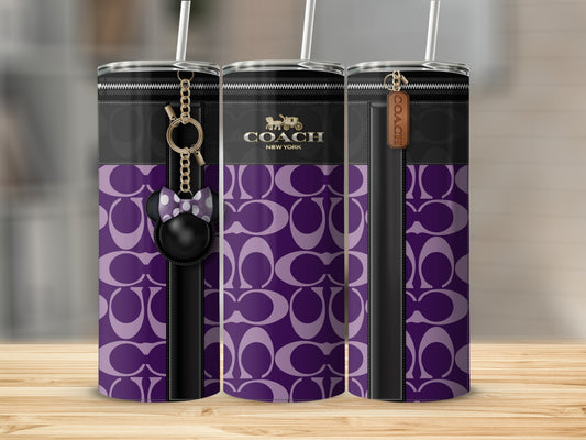 Coach New York Purple Black Pattern Insulated Tumbler