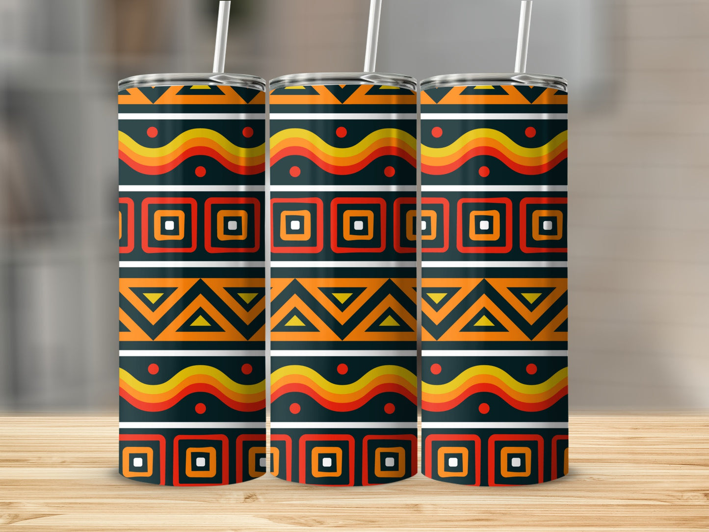 Vibrant Geometric Pattern Tall Insulated Tumbler