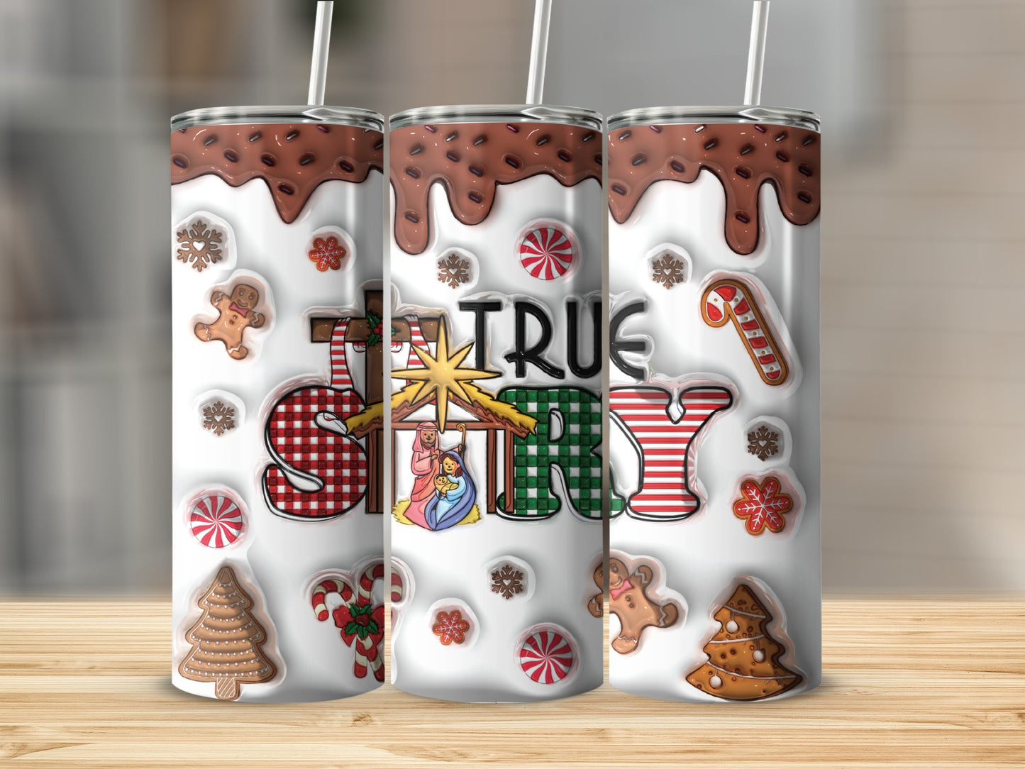 Festive Nativity Design Insulated Tumbler Christmas Mug