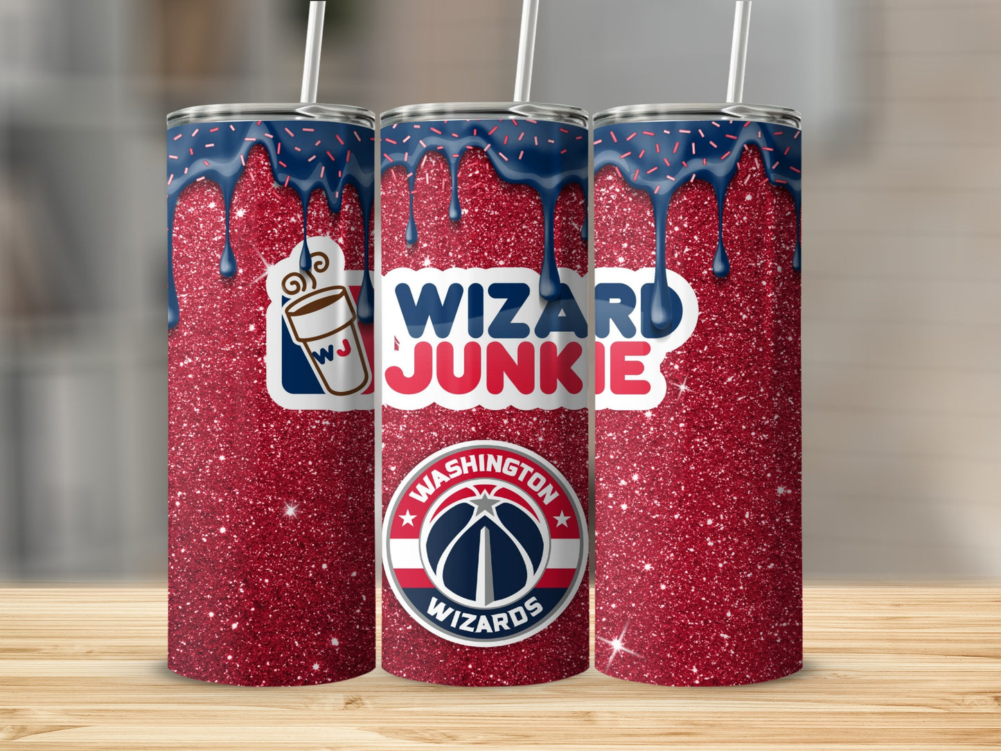 Wizard Junkie Washington Wizards Glitter Tumbler
