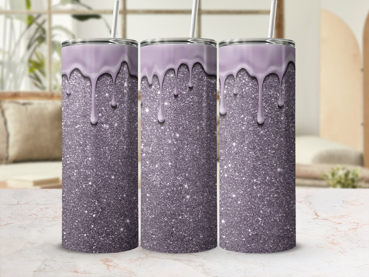 Glitter Sparkle Purple Slime Drip Tumbler Cup