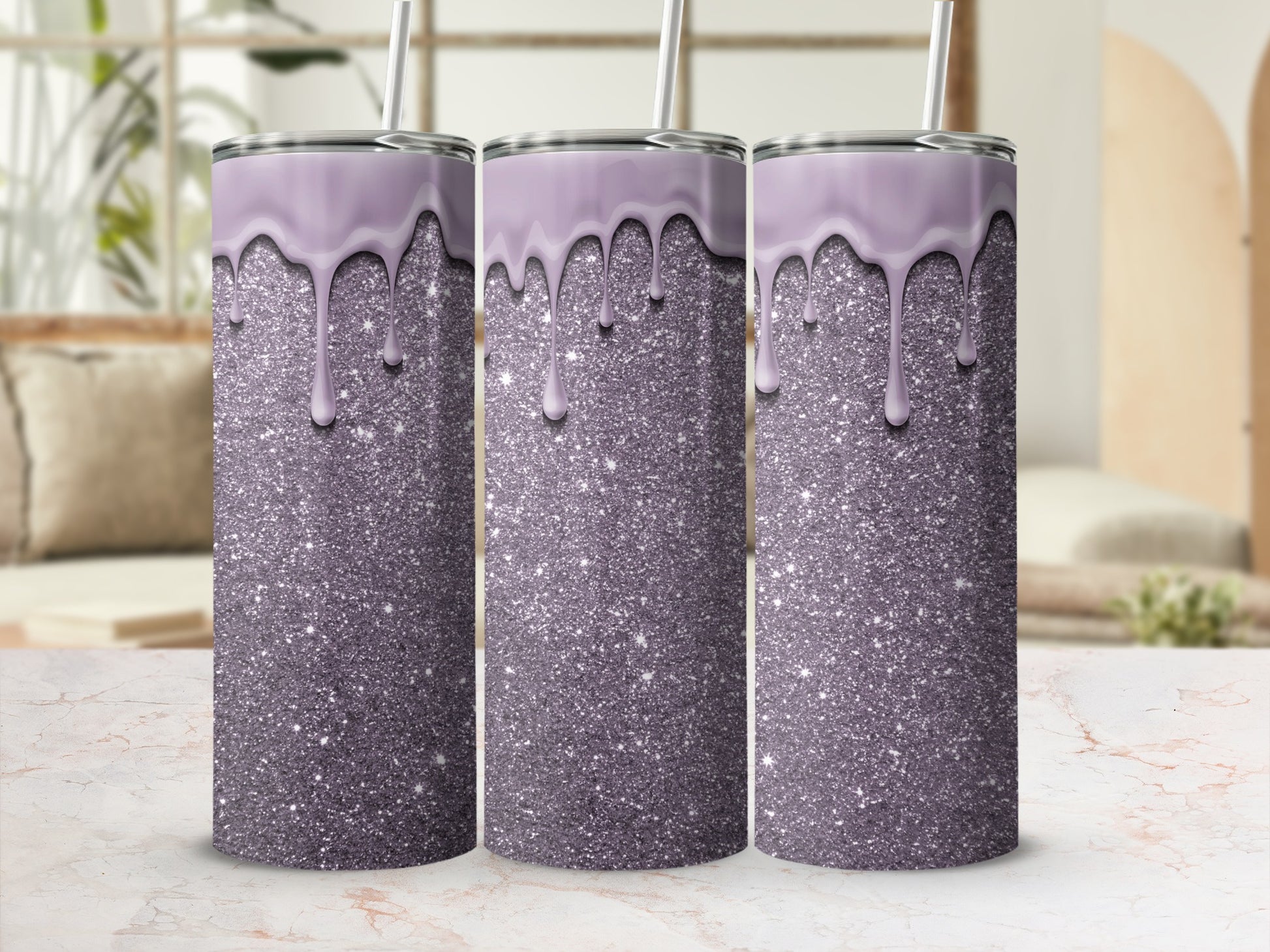 Glitter Sparkle Purple Slime Drip Tumbler Cup