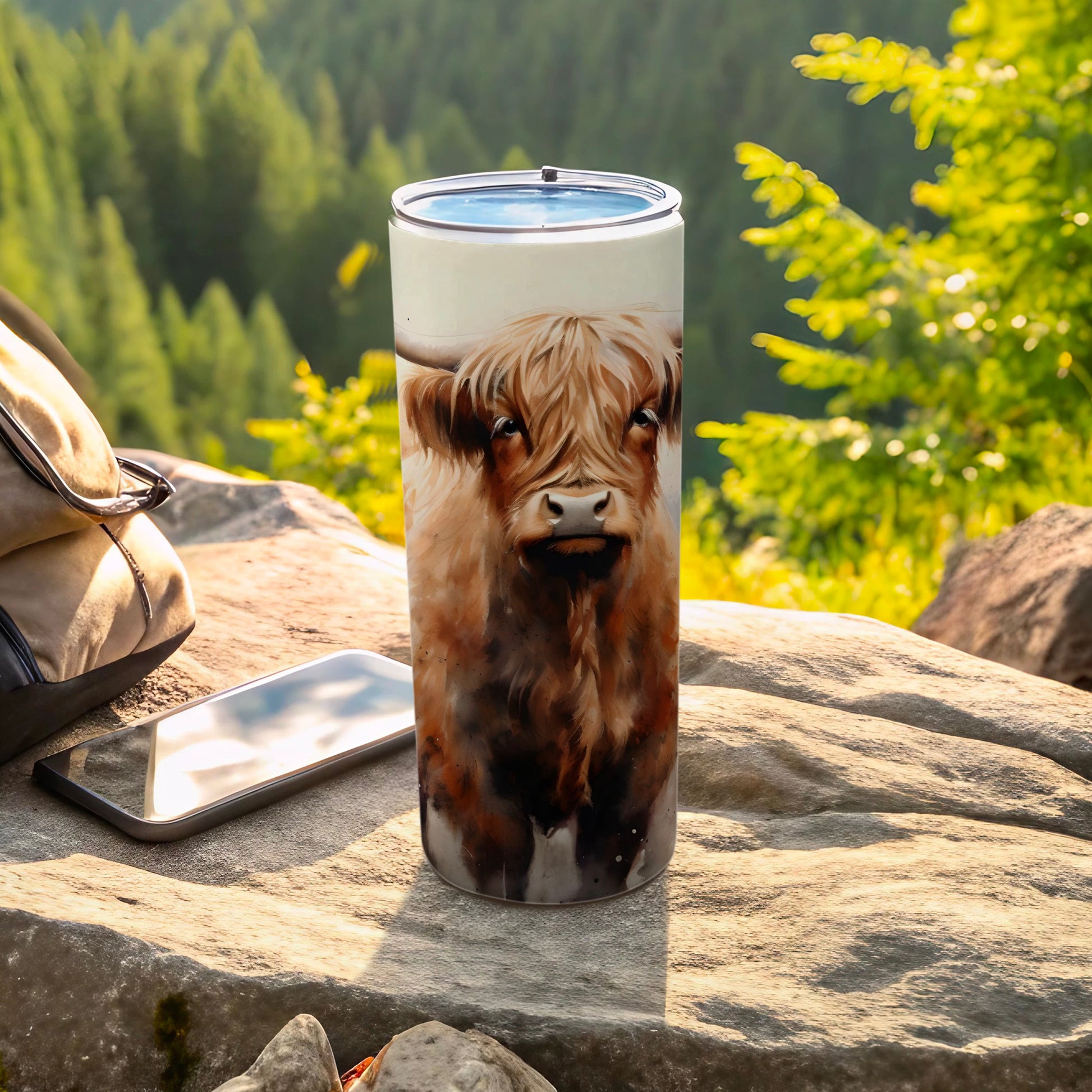 Highland Cow Tumbler with Lid for Outdoor Adventures
