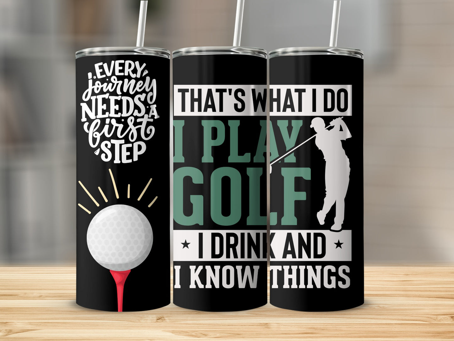 Golf Themed Drinking Tumbler with Fun Quotes