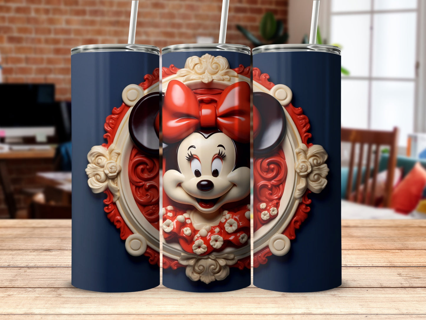 Decorative Minnie Mouse Design Steel Tumbler