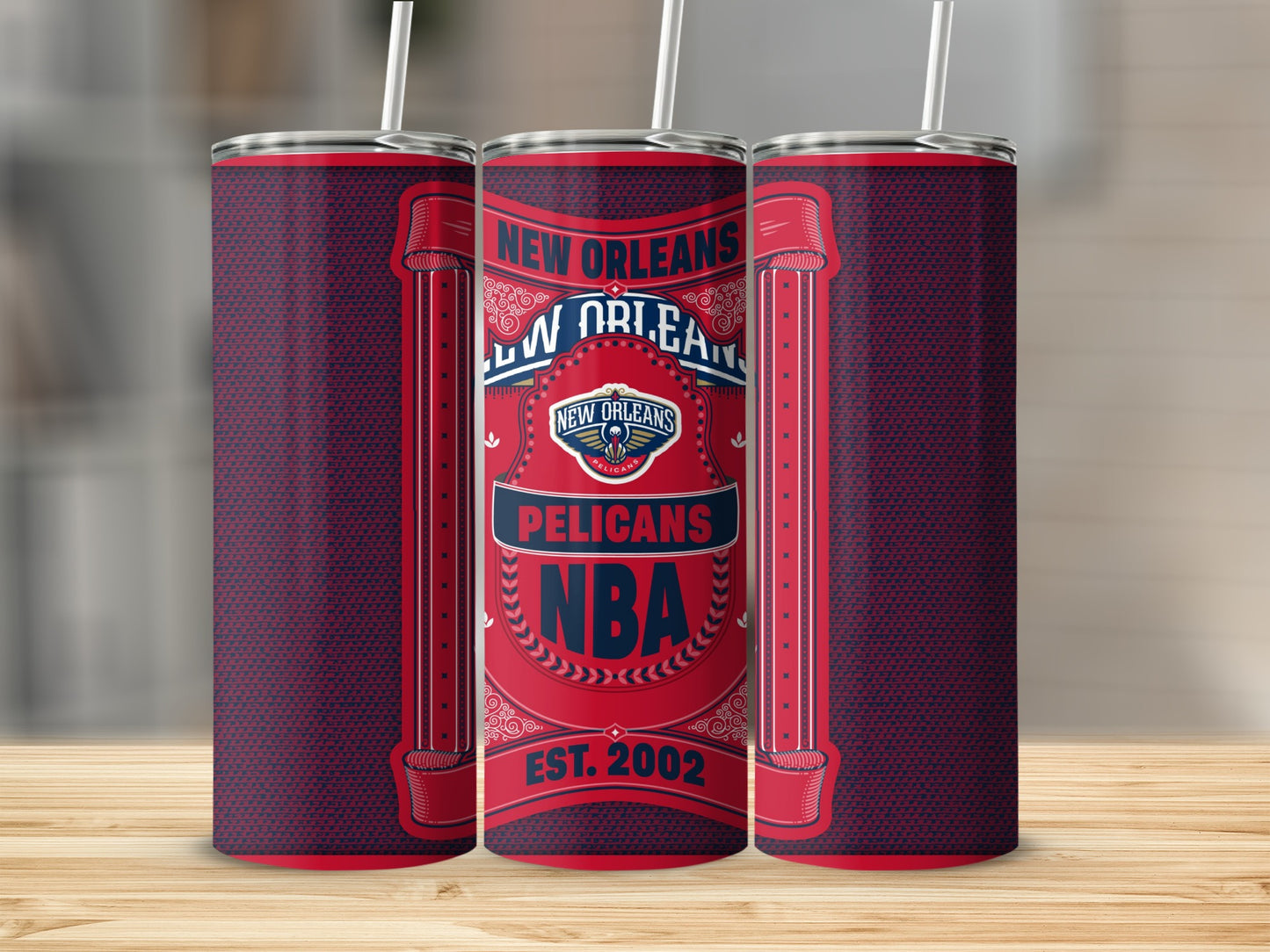 New Orleans Pelicans NBA Design Est 2002 Artwork Tumbler