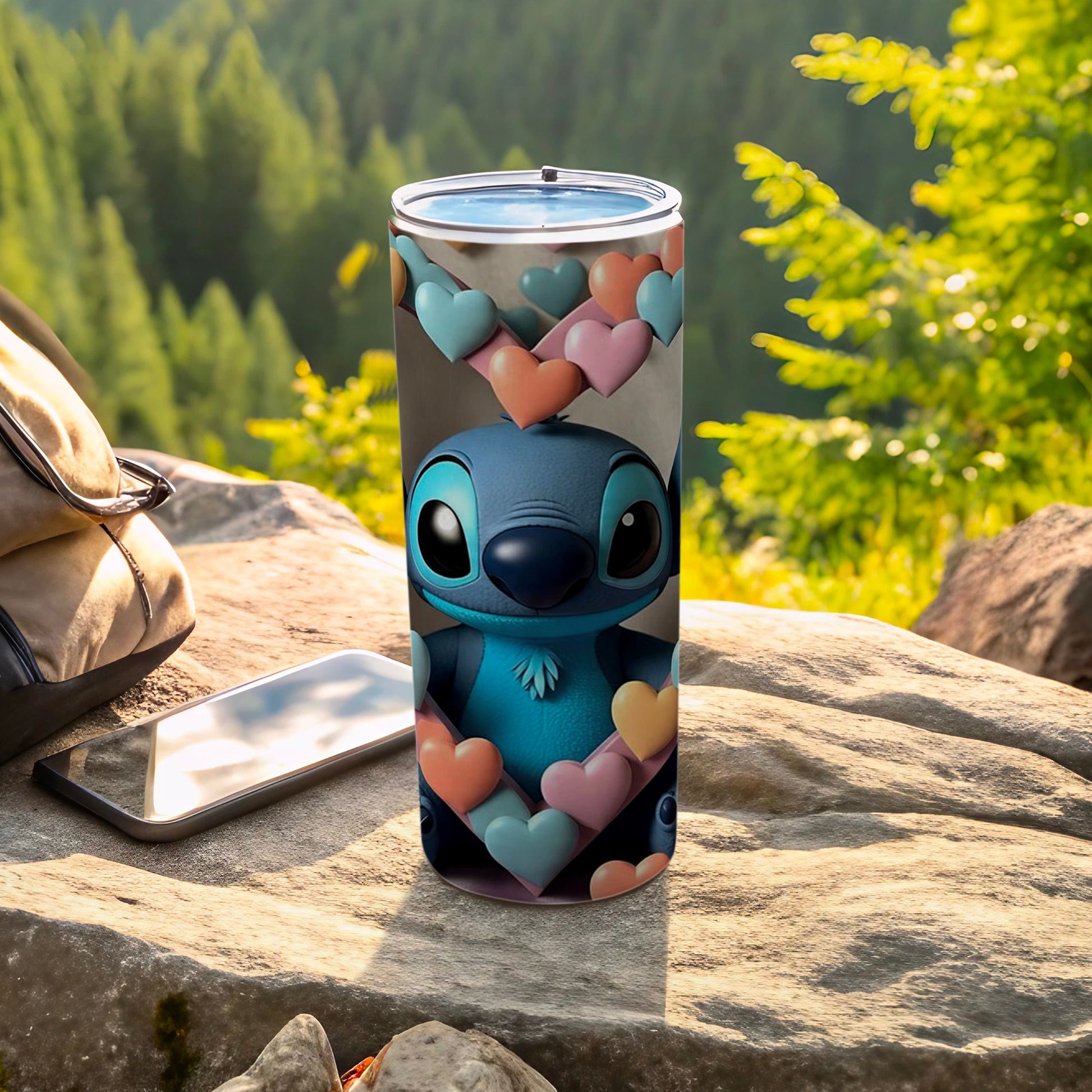 Adorable Blue Alien Surrounded by Colorful Hearts product