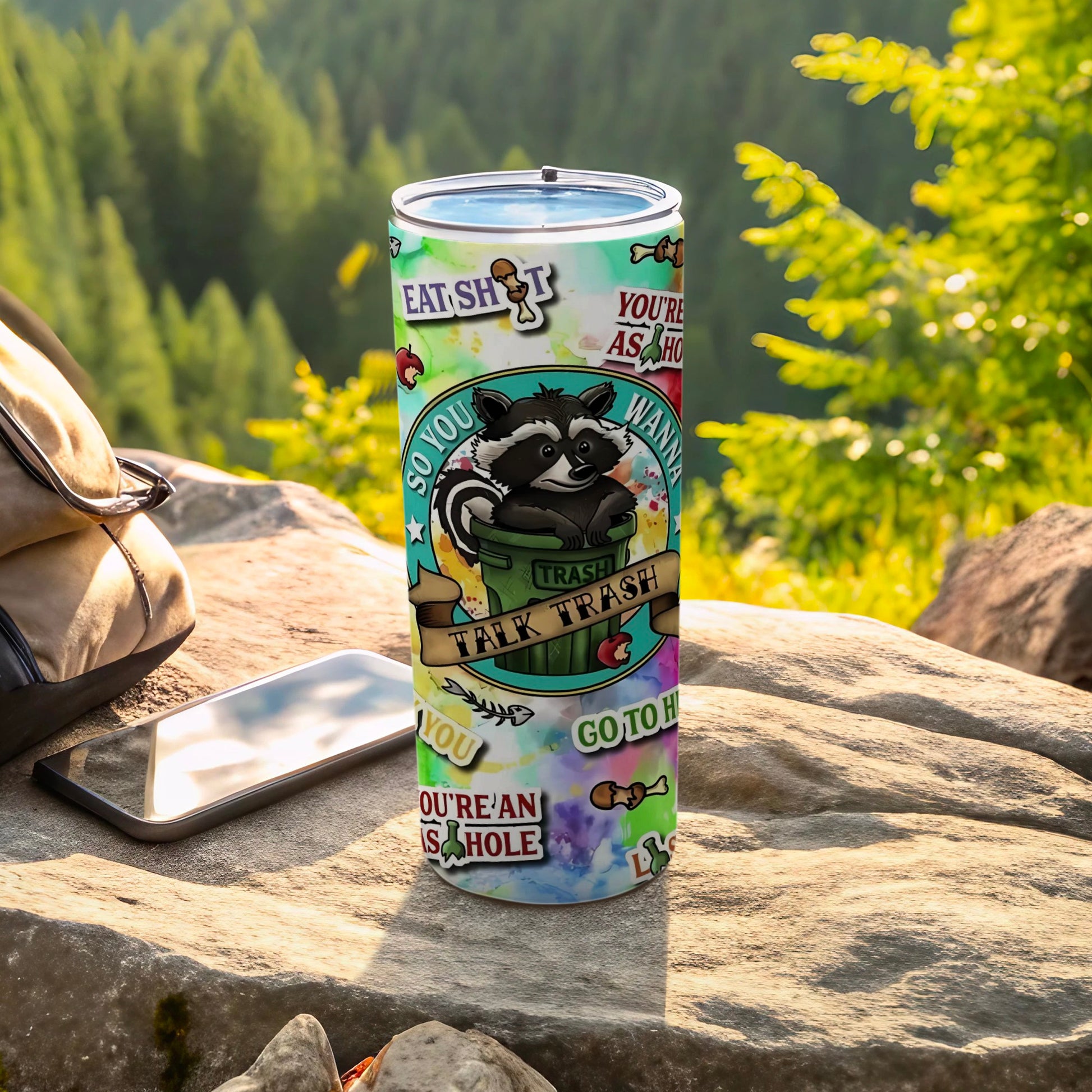 Funny Raccoon Trash Talk Reusable Tumbler
