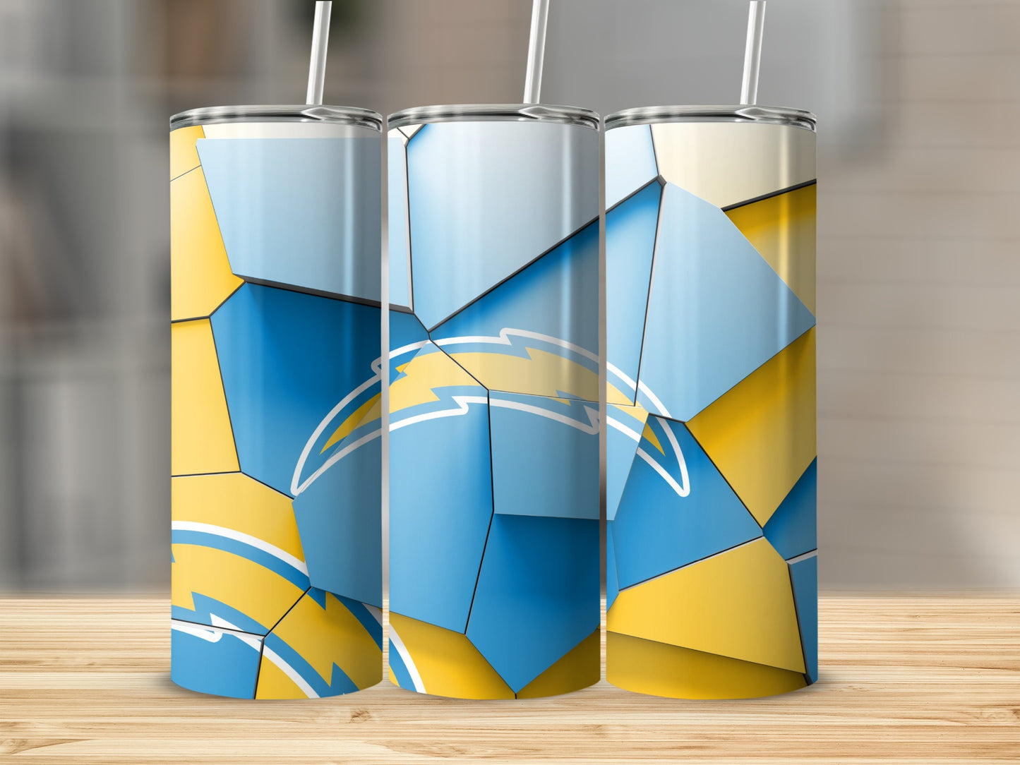Geometric Chargers Emblem with Lightning Tumblers