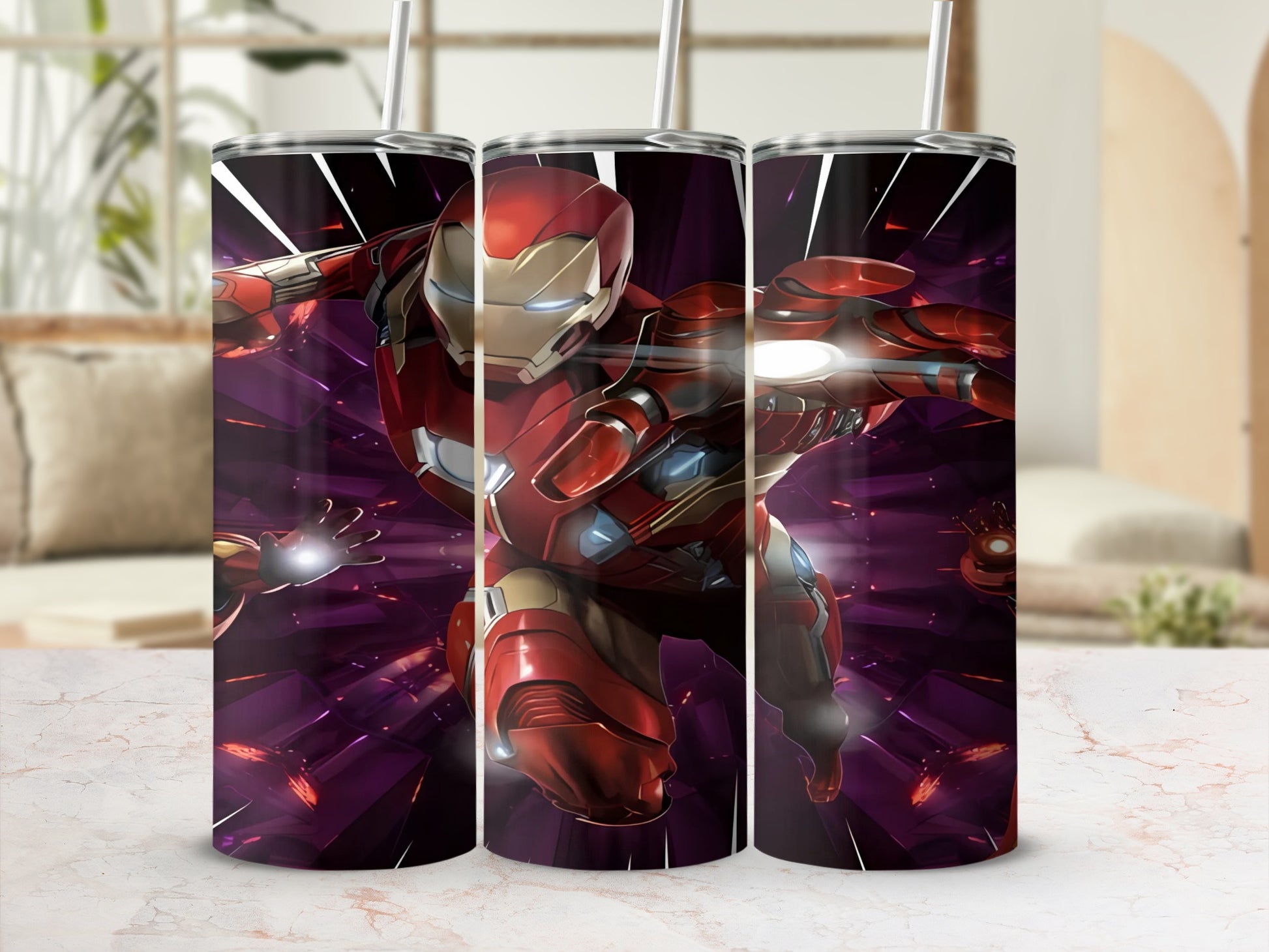 Superhero Character Tumbler with Straw Flask
