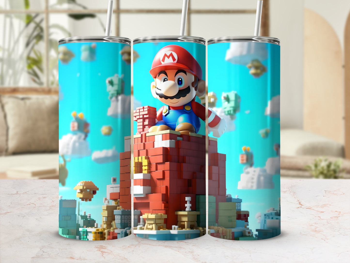 Colorful Mario Themed Tall Insulated Tumbler Flask