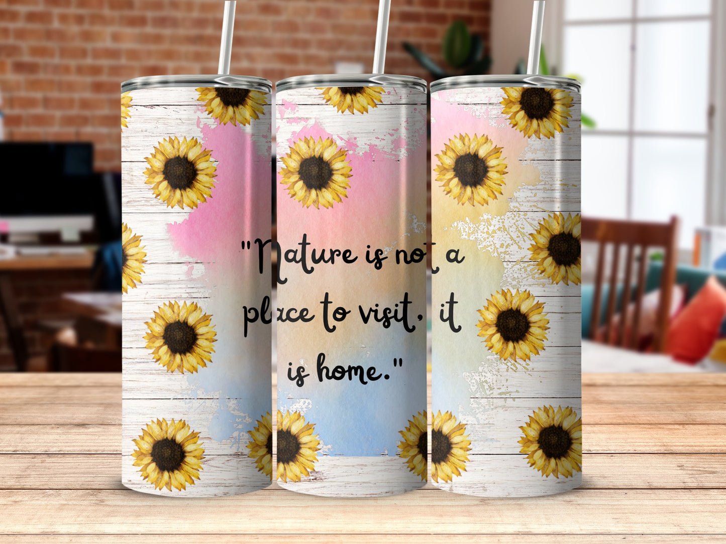 Sunflower Design with Inspirational Quote Tumbler