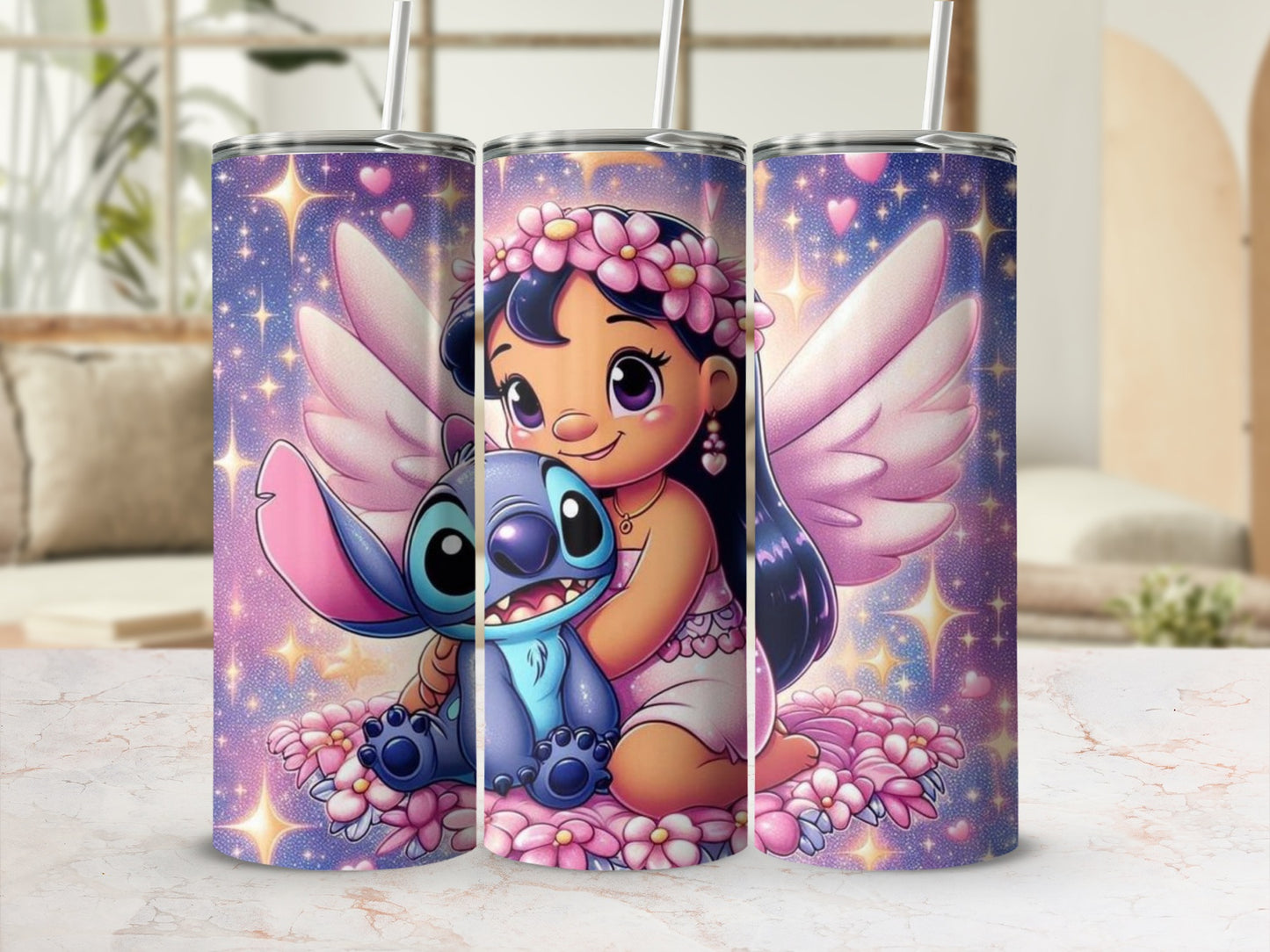 Adorable Angel Cartoon Tumbler Featuring Cute Characters