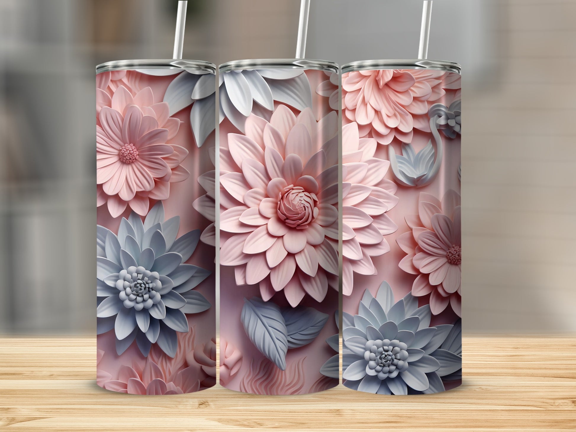 Elegant Floral Design Insulated Tumbler Flask