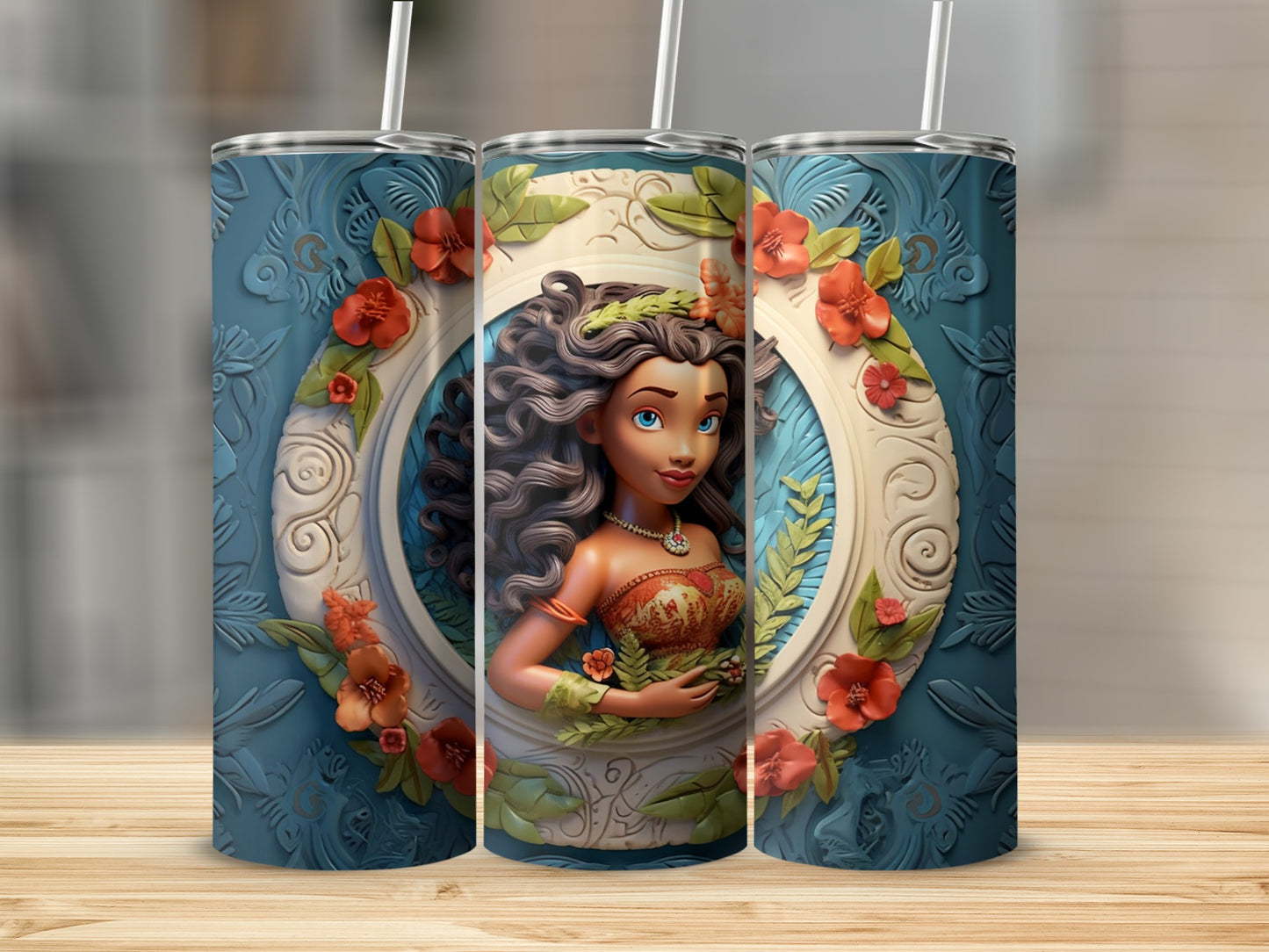 Vibrant Tropical Floral Theme Tumbler Design