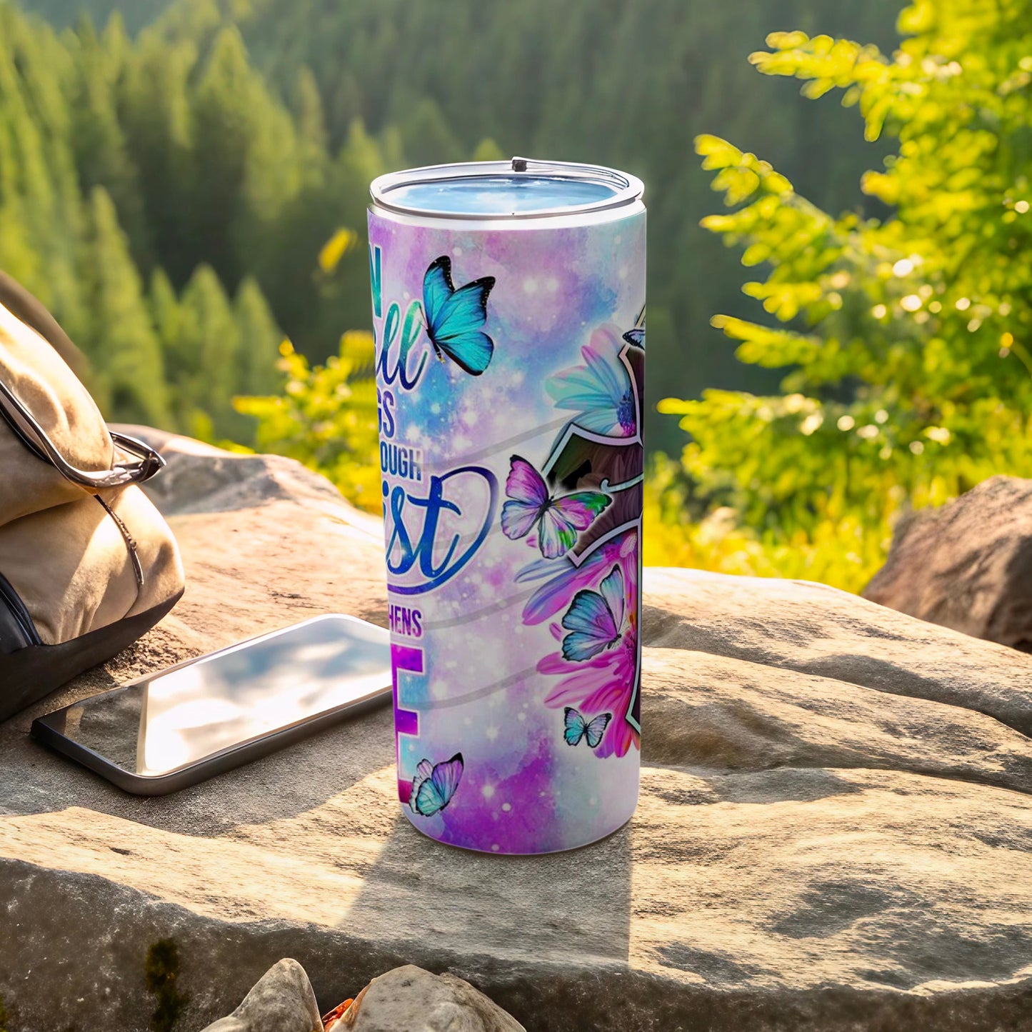 Colorful Butterfly and Inspirational Quote Tumbler