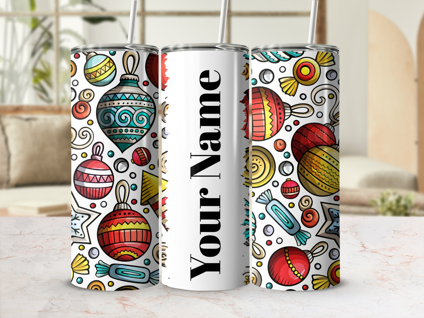 Personalized Christmas Ornament Design Tumbler