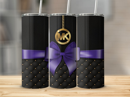 Luxurious Black and Purple Bow Design Tumbler