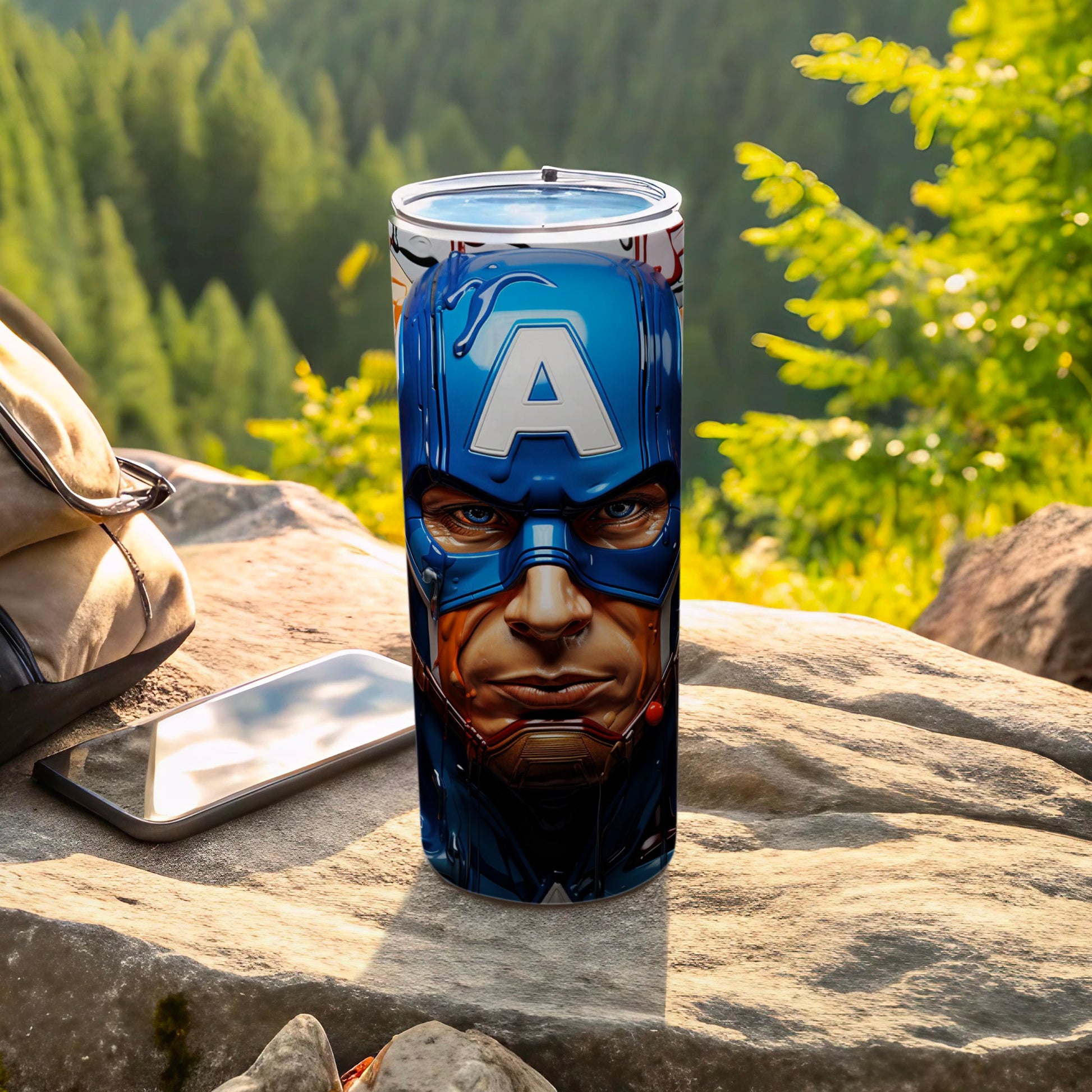 Captain America Heroic Face Tumbler Stainless Steel Cup