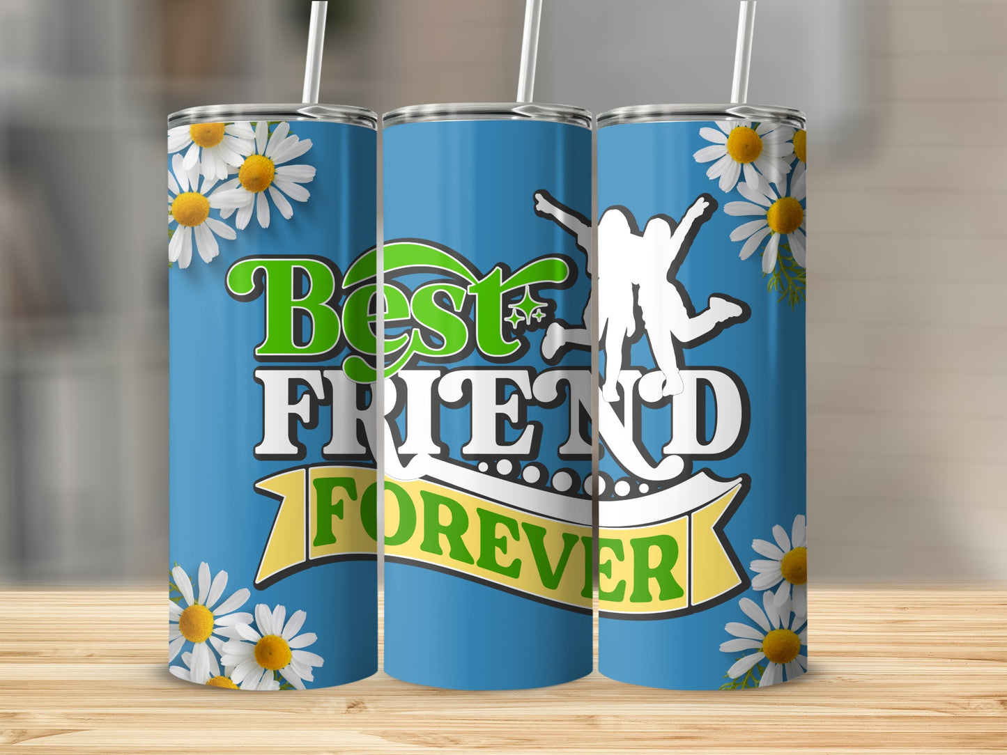 Colorful Best Friend Forever Floral Tumblers