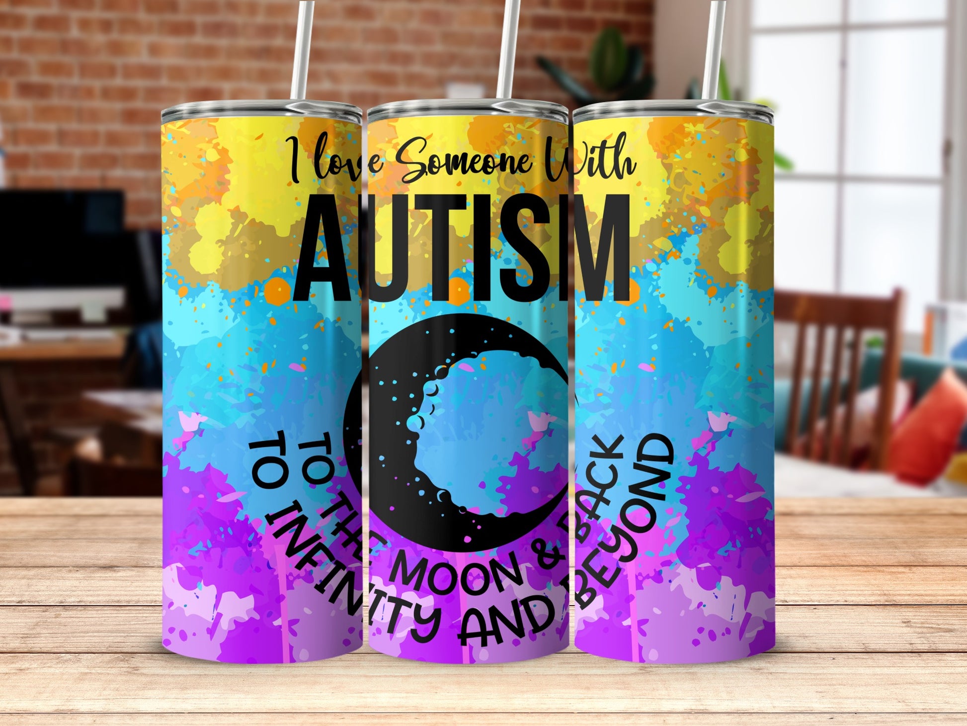 I Love Someone With Autism To The Moon And Back Tumbler