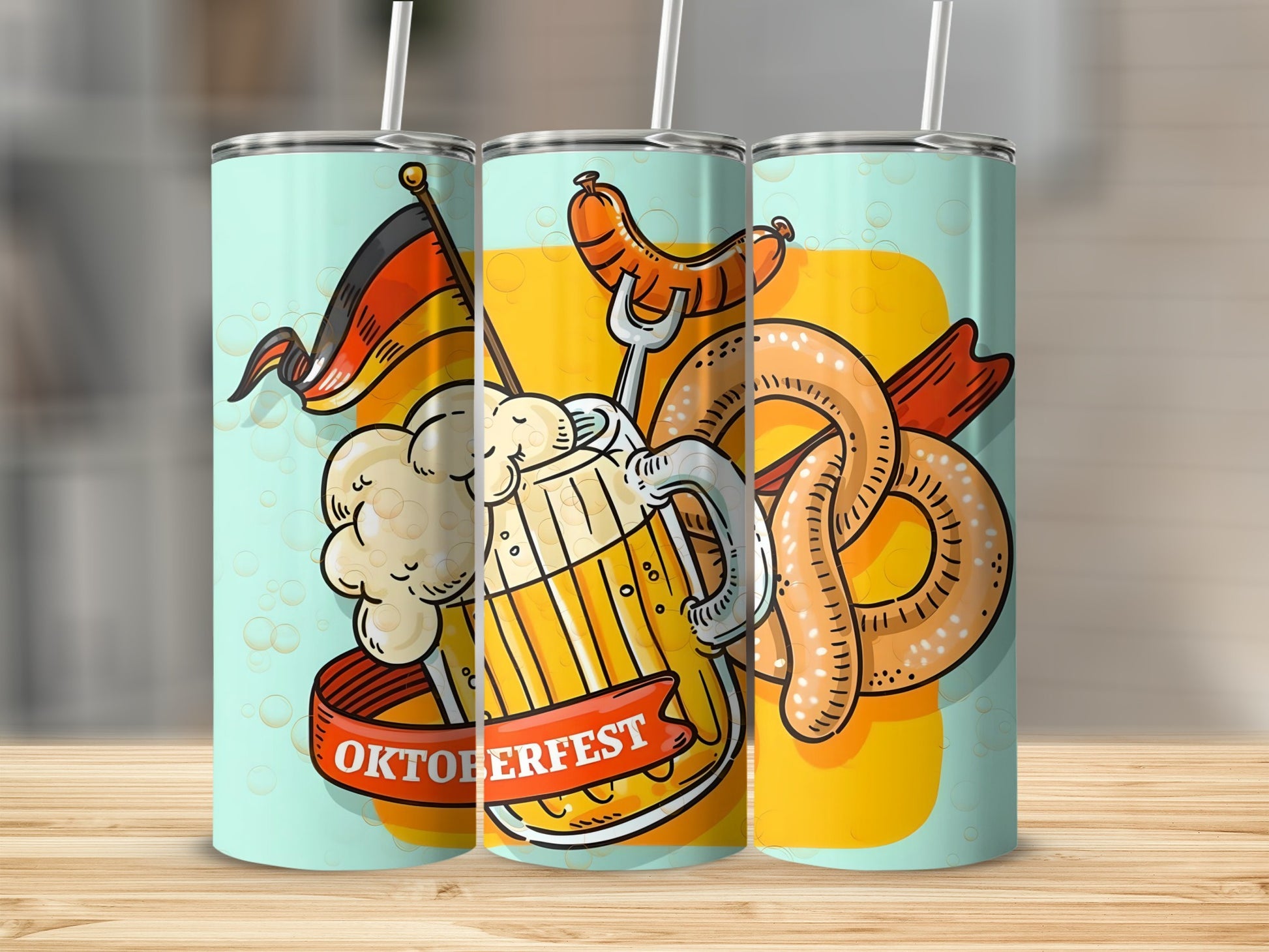 Oktoberfest German Beer Pretzel Sausage Tumbler