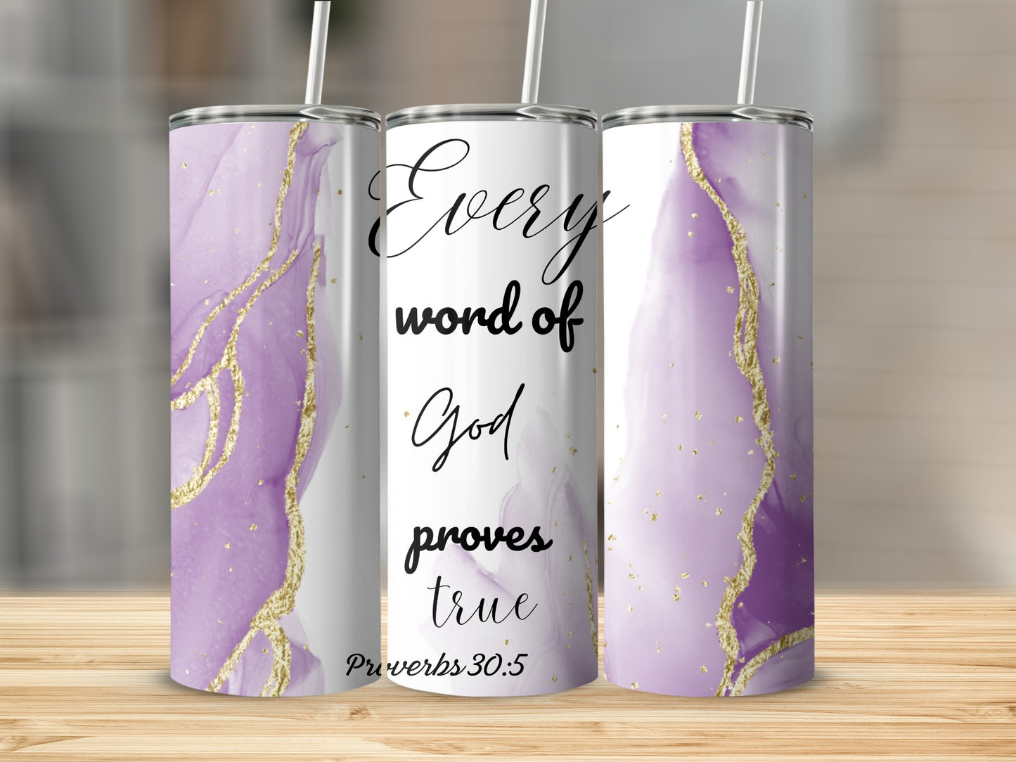Bible Verse Proverbs 30:5 Marble Tumbler Product