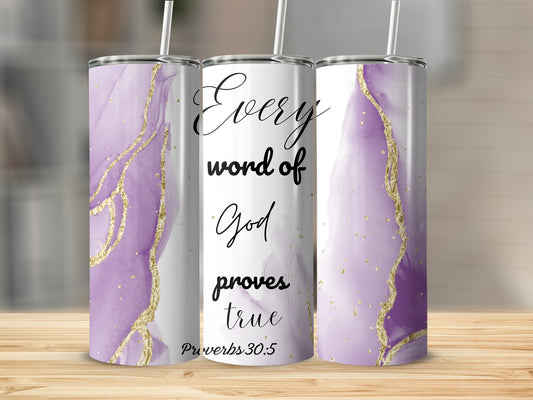 Bible Verse Proverbs 30:5 Marble Tumbler Product