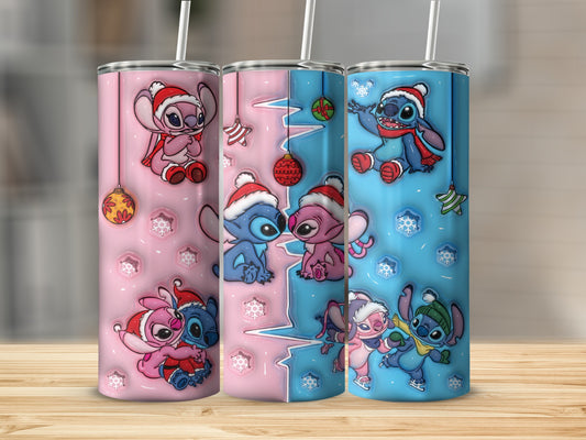 Christmas Themed Stitch Tumbler Cups Holiday Gift Idea