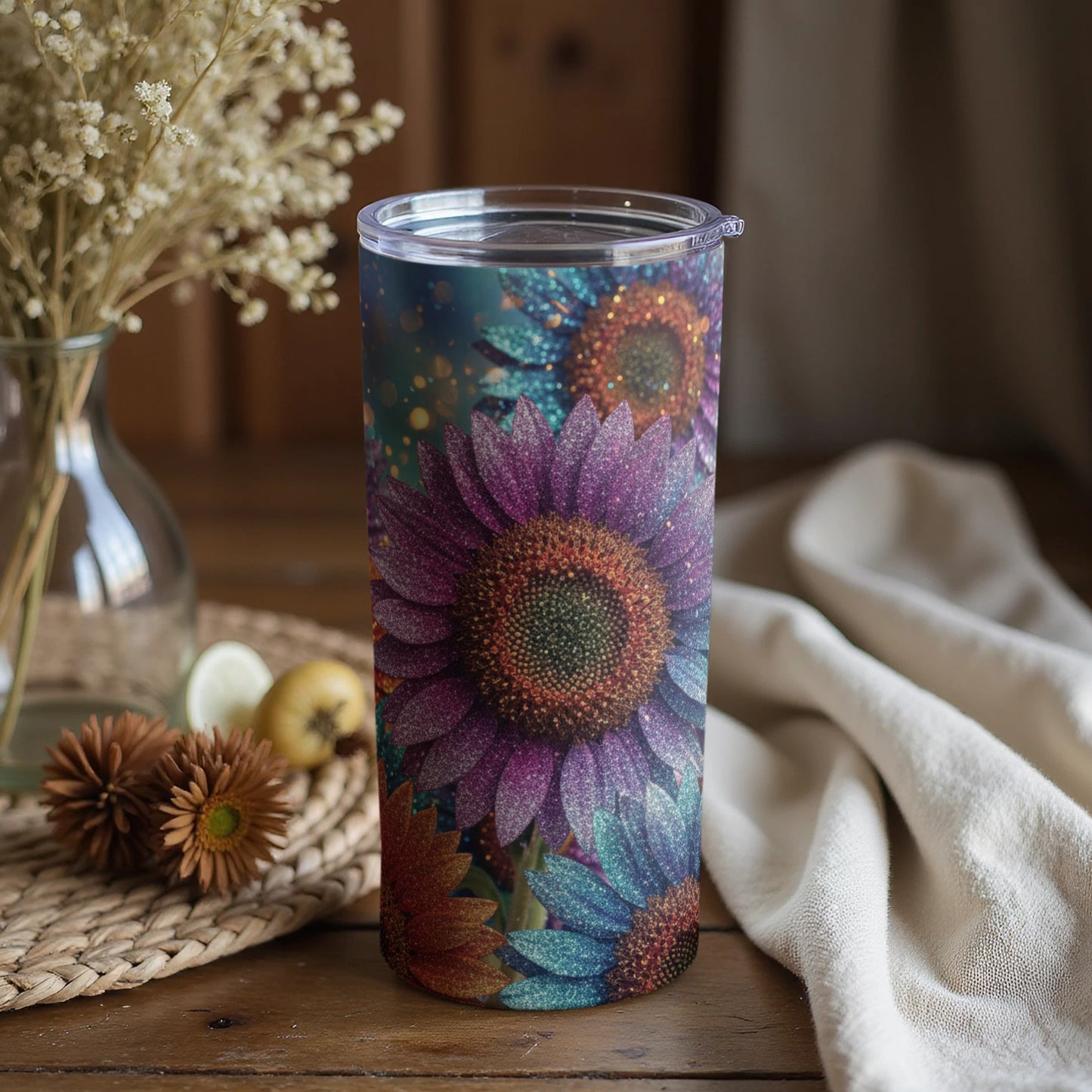 Colorful Sunflower Design Insulated Tumbler Cup