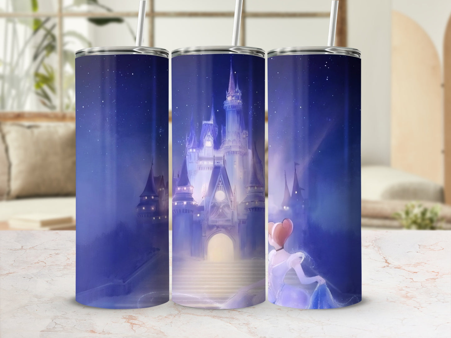 Enchanted Castle Tumbler with Night Sky Design
