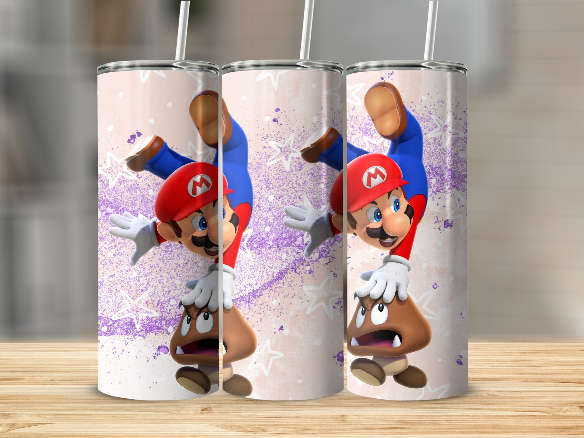 Vibrant Mario and Goomba Tumbler with Star Design